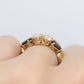 Stunning 14k 1/2ctw Diamond with pear sapphires ring. 14k Diamond and sapphire band.