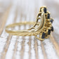 14k Sapphire Diamond Bypass ring. 14k Marquise Sapphire Flower Branch Vine cluster ring