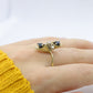 14k Sapphire Diamond Bypass ring. 14k Sapphire Flower Cones Vine cluster ring