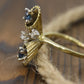 14k Sapphire Diamond Bypass ring. 14k Sapphire Flower Cones Vine cluster ring