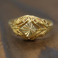 Filigree diamond cut 14k Yellow Gold ring. 14k precious open scroll ring