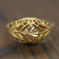 Filigree diamond cut 14k Yellow Gold ring. 14k precious open scroll ring