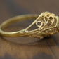 Filigree diamond cut 14k Yellow Gold ring. 14k precious open scroll ring