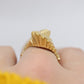 Bypass Twist diamond cut 14k Yellow Gold ring. 14k precious open scroll ring