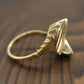 Bypass Twist diamond cut 14k Yellow Gold ring. 14k precious open scroll ring
