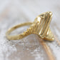 Bypass Twist diamond cut 14k Yellow Gold ring. 14k precious open scroll ring