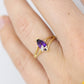 Marquise Amethyst 10k Gold ring. Amethyst and diamond Ring.