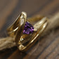 Trilliant Amethyst 10k Gold ring. 10k Triangular Amethyst in a Bypass Ring.