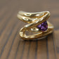 Trilliant Amethyst 10k Gold ring. 10k Triangular Amethyst in a Bypass Ring.
