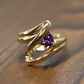 Trilliant Amethyst 10k Gold ring. 10k Triangular Amethyst in a Bypass Ring.