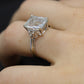 14k Aquamarine and Diamond ring. Large Aquamarine emerald solitaire ring.