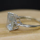 14k Aquamarine and Diamond ring. Large Aquamarine emerald solitaire ring.