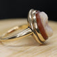 14k Cameo carved shell 14k signet ring. Bezel Set Cameo ring