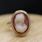 14k Cameo carved shell 14k signet ring. Bezel Set Cameo ring