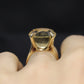 Large Yellow Citrine ring. 14k yellow gold Heavy Large Prong Set Round Citrine