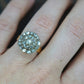 18k  Edwardian Diamond Daisy Cluster Ring. 18k Yellow Gold with old cut diamond arrangement