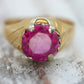 18k Round Pink Sapphire Solitaire ring. UnoAerre 18k yellow gold Sapphire ring.