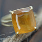 Large Orange Citrine ring. 18k yellow gold Heavy Large Prong Set Round Citrine