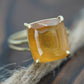 Large Orange Citrine ring. 18k yellow gold Heavy Large Prong Set Round Citrine