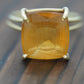 Large Orange Citrine ring. 18k yellow gold Heavy Large Prong Set Round Citrine