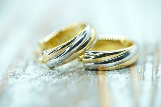 14k Gold Yellow and White HOOP Earrings. 14k High Polish Gloss earrings.