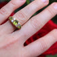 18k Large Peridot and Diamond Ring. Made in UK 1976. 6.4grams with 0.40ctw in diamonds