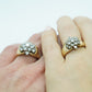 14k Diamond Cluster HIS/HER Set Ring. Waterfall diamond. 1.22ctw diamonds.