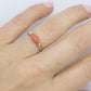 14k Coral Pink Cabochon ring. Thin Peach coral band.