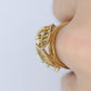14k Opal Trio ring. Triple OPAL Crystal and Filigree leaves statement ring.