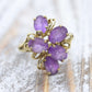 Oval Amethyst cluster ring. 14k Yellow gold Amethyst Cluster ring