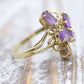Oval Amethyst cluster ring. 14k Yellow gold Amethyst Cluster ring