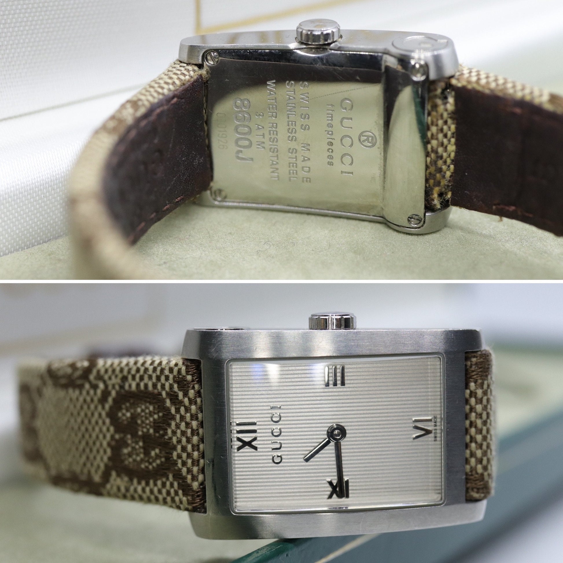 Vintage GUCCI 8600J Quartz Canvas and Leather Watch Timepiece