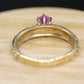 Linde RED PINK STAR Ruby Solitaire ring. 10k Yellow gold.
