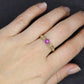 Linde RED PINK STAR Ruby Solitaire ring. 10k Yellow gold.