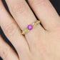 Linde RED PINK STAR Ruby Solitaire ring. 10k Yellow gold.