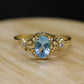 14k Aquamarine Topaz and diamond ring. Beautiful Dainty ring