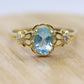 14k Aquamarine Topaz and diamond ring. Beautiful Dainty ring