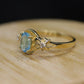14k Aquamarine Topaz and diamond ring. Beautiful Dainty ring
