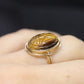 10k Tiger Eye BEETLE ring. 10k Oval Carved Beetle Scarab ring
