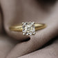 Art Deco Diamond ring. 14k Yellow and White Gold Square table.