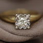 Art Deco Diamond ring. 14k Yellow and White Gold Square table.