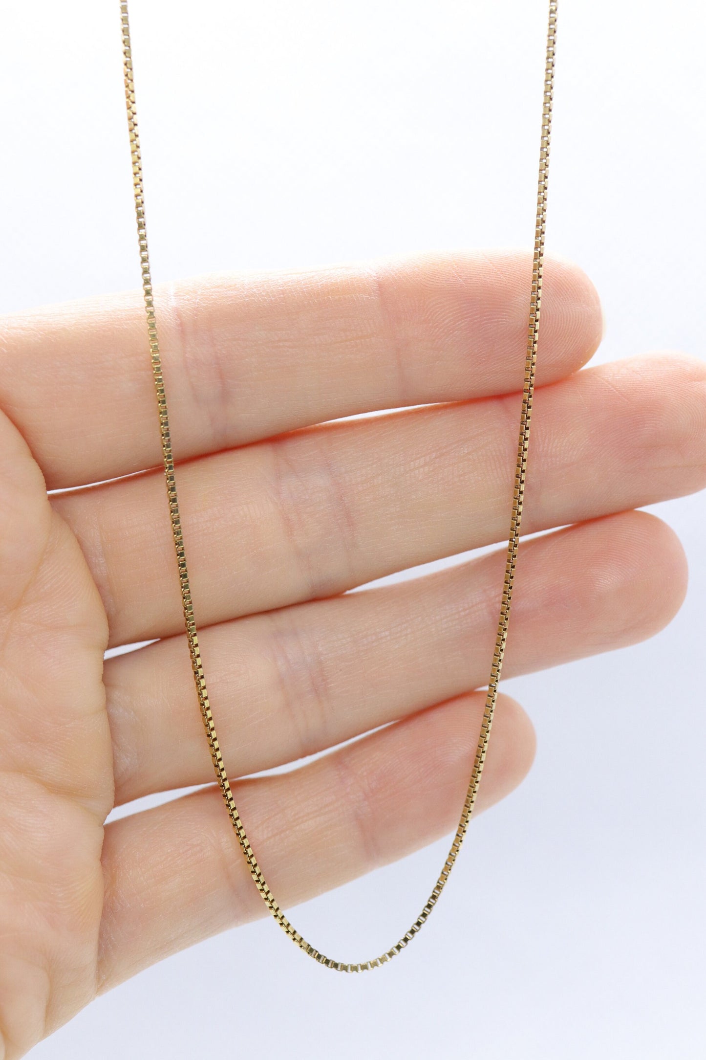 8k dainty Box chain necklace. 333 GOLD Box Chain necklace. 14.5in