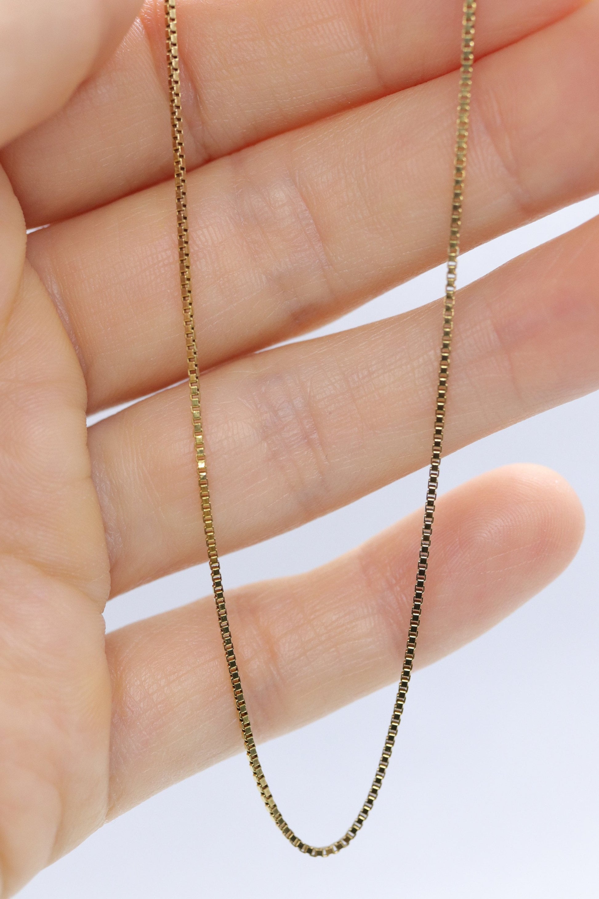 8k dainty Box chain necklace. 333 GOLD Box Chain necklace. 14.5in