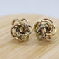 14k LOVE knot earring. Tricolor KNOT knotted gold earrings.