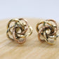 14k LOVE knot earring. Tricolor KNOT knotted gold earrings.