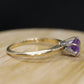Amethyst 14k Gold solitaire ring. Vintage Estate Ring. Prong set Amethyst Ring.
