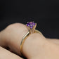 Amethyst 14k Gold solitaire ring. Vintage Estate Ring. Prong set Amethyst Ring.