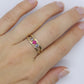 10k Yellow Gold  3 gemstone band. Ruby and Topaz band