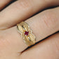 14k Ruby Ring. 14k round Ruby textured wide band