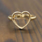 14k Open Heart and diamond ring. Dainty Heart love beat ring.